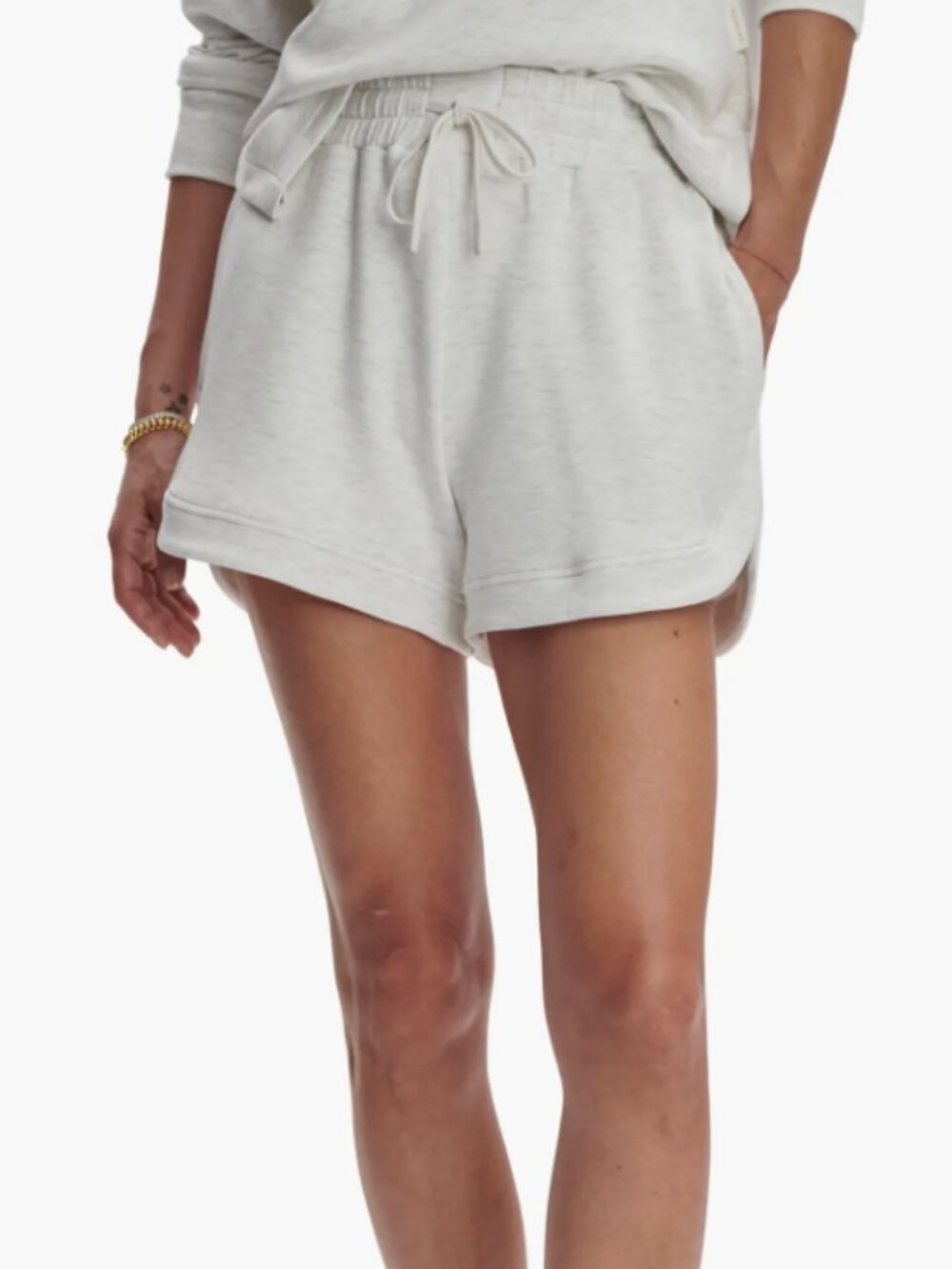 Varley Ollie High Waist Sweat Shorts size M color Ivory Marl